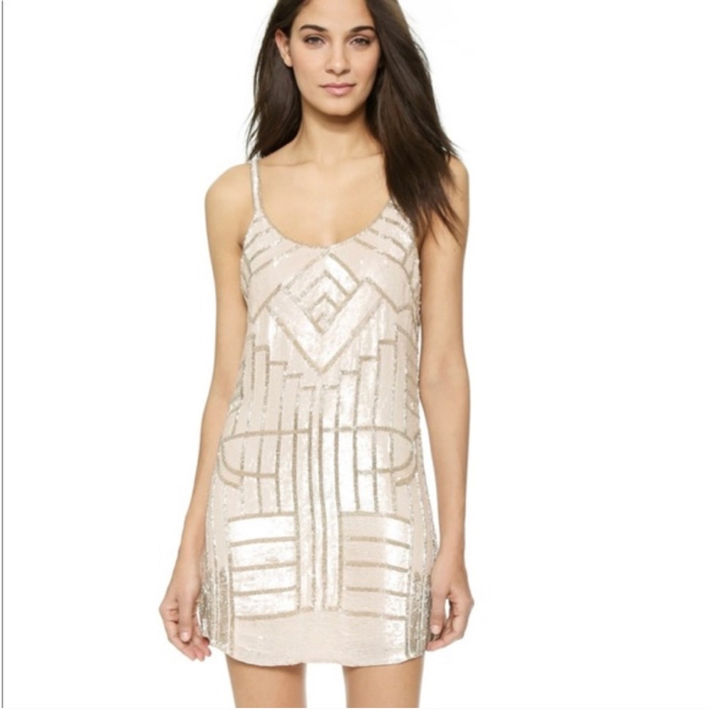 Parker Hayden Sequin Dress Cream